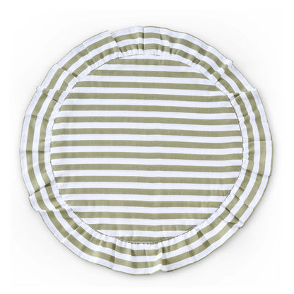 Edith Stripe Frill Edge Set of 4 Placemats - Olive Green - DUSK