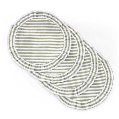 Edith Stripe Frill Edge Set of 4 Placemats - Olive Green - DUSK