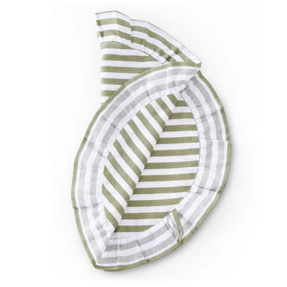 Edith Stripe Frill Edge Set of 4 Placemats - Olive Green - DUSK