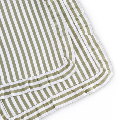 Edith Stripe Frill Edge Table Runner - Olive Green - DUSK