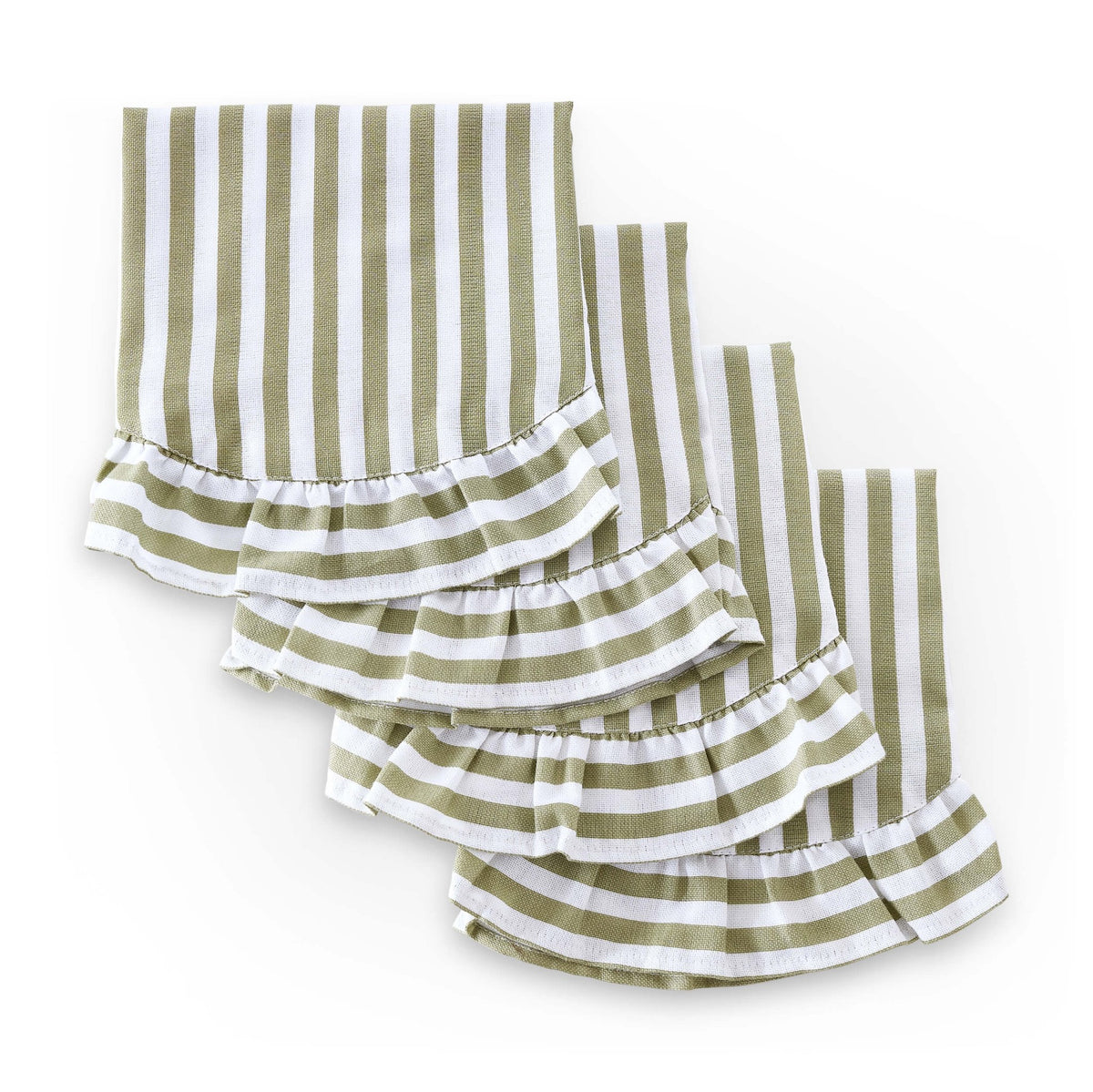 Edith Stripe Frill Edge Table Runner - Olive Green - DUSK