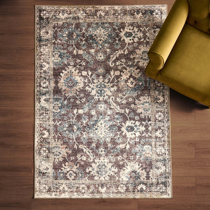 Elara Traditional Floral Rug - Brown - DUSK