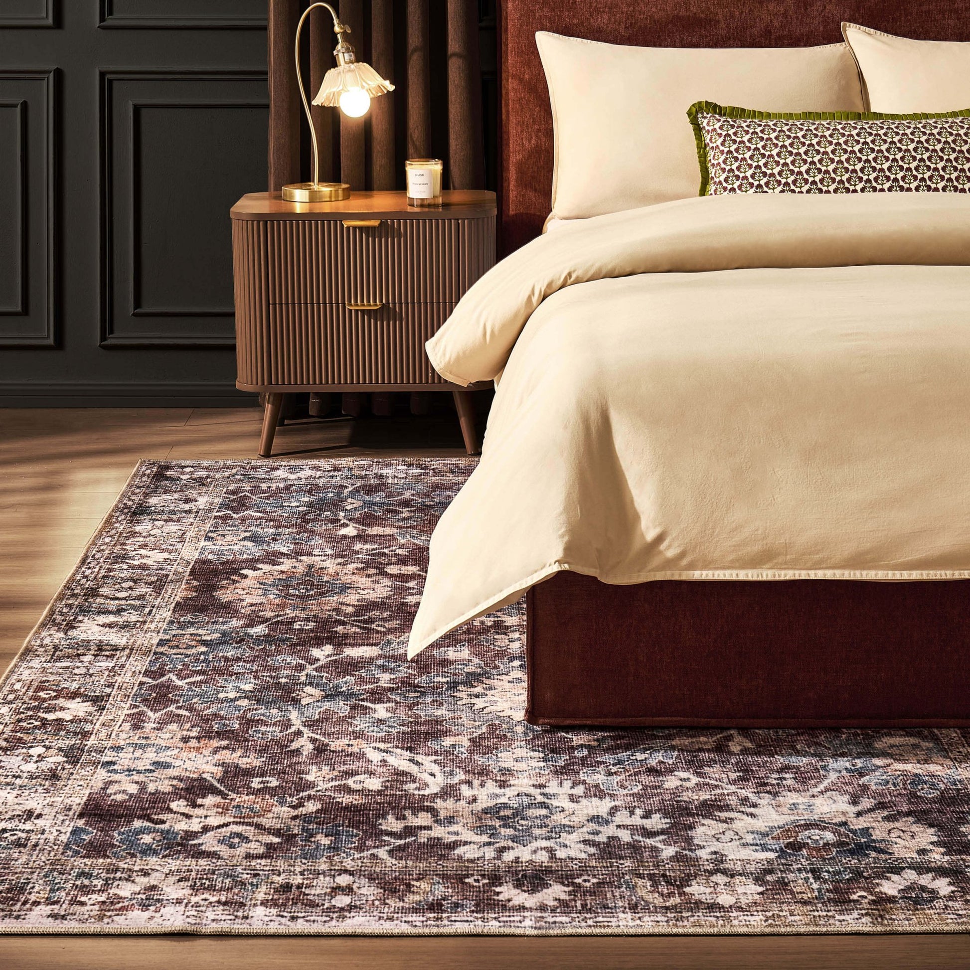 Elara Traditional Floral Rug - Brown - DUSK