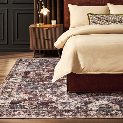 Elara Traditional Floral Rug - Brown - DUSK