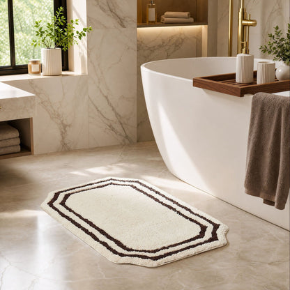 Elba Border Bath Mat - Vanilla & Chocolate - DUSK