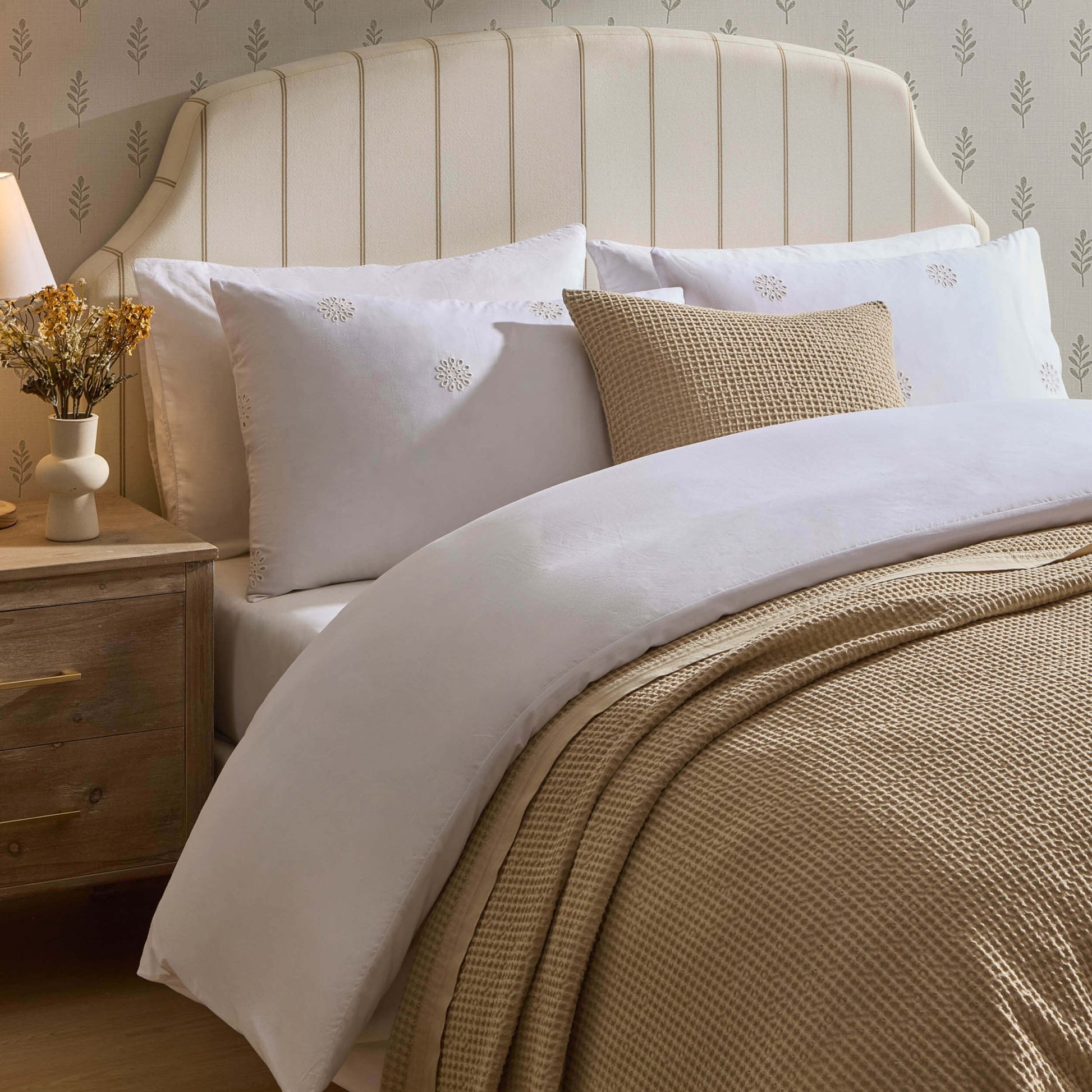 Eleni Cotton Waffle Stonewash Bedspread - Natural - DUSK