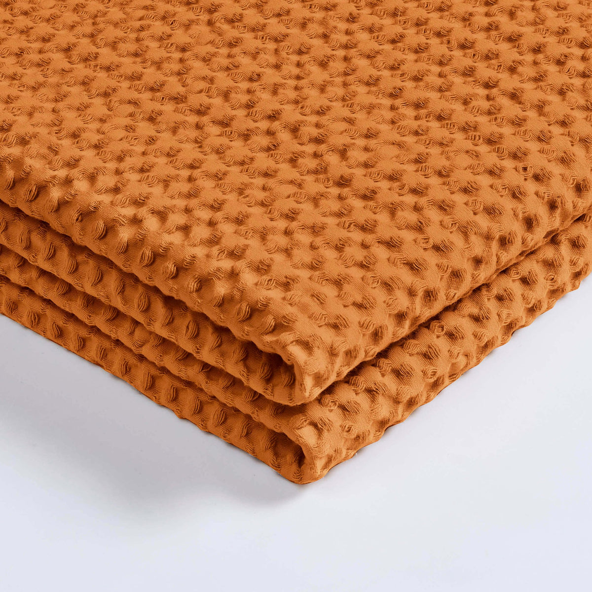 Eleni Cotton Waffle Stonewash Bedspread - Orange - DUSK
