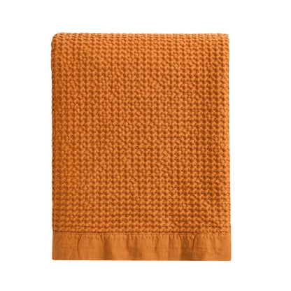 Eleni Cotton Waffle Stonewash Bedspread - Orange - DUSK