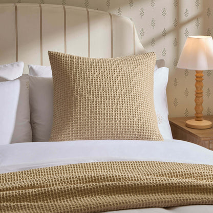 Eleni Cotton Waffle Stonewash Cushion Cover - Natural - DUSK