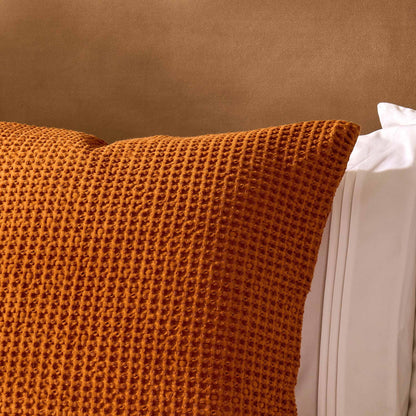Eleni Cotton Waffle Stonewash Cushion Cover - Orange - DUSK