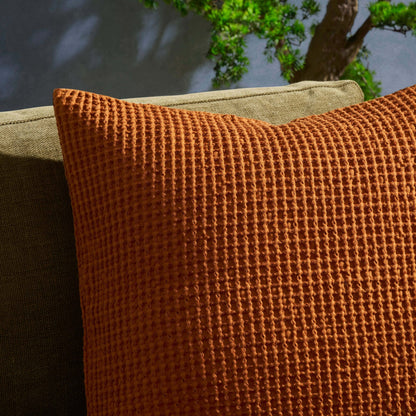 Eleni Cotton Waffle Stonewash Sofa Cushion Cover - Orange - DUSK