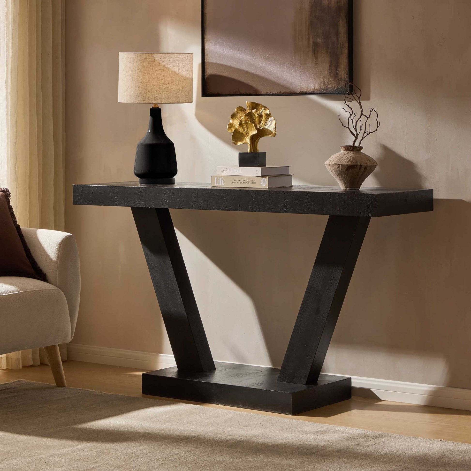 Elina Console Table - Black Wood - DUSK