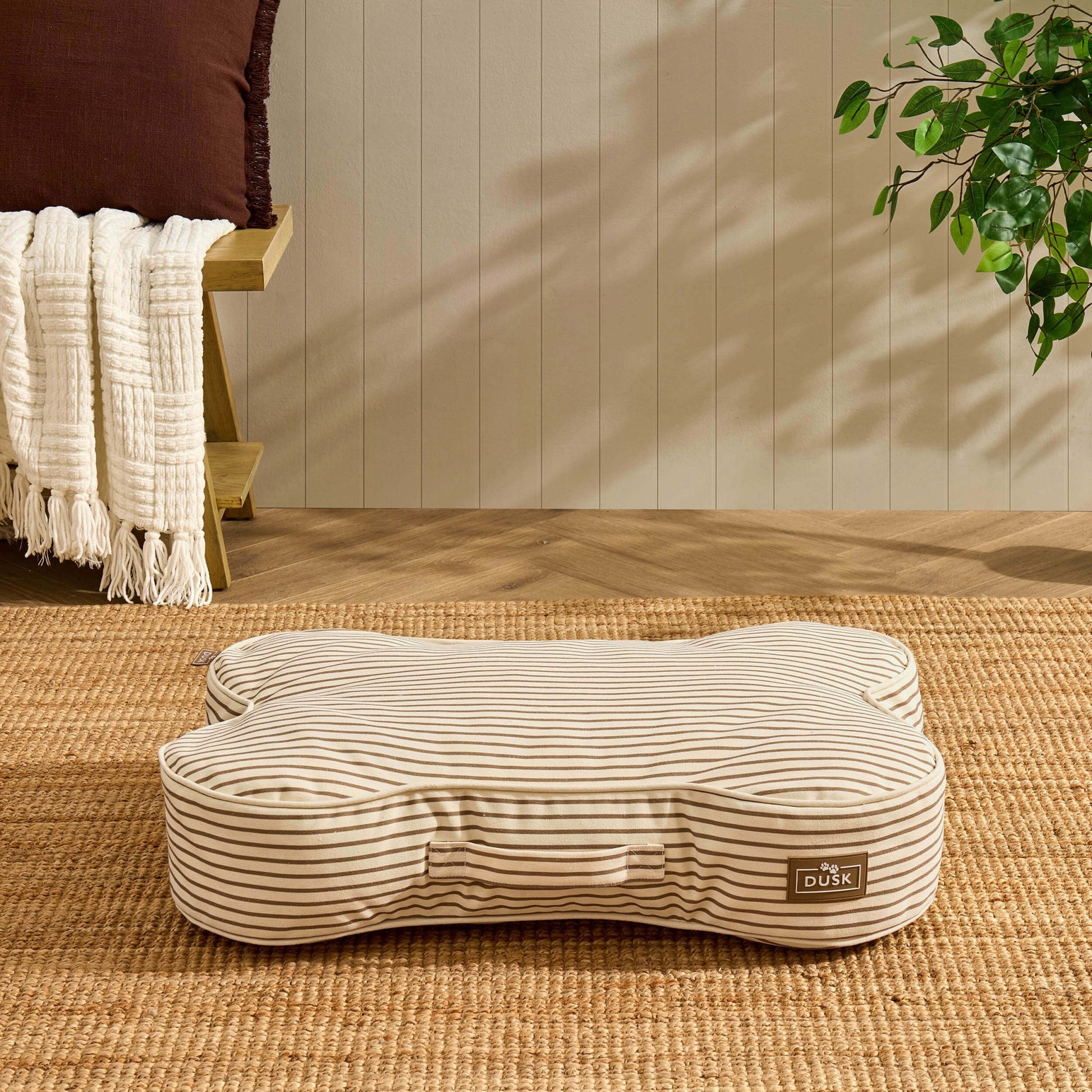 Elio Bone Shaped Striped Pillow Bed - Natural - DUSK