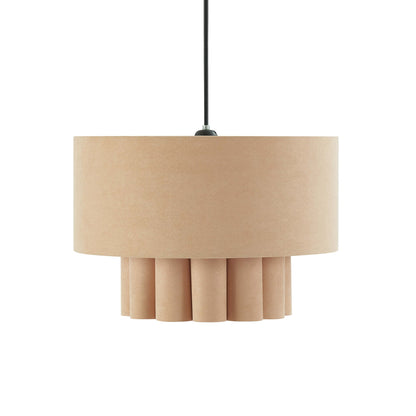 Eliza Faux Suede Two Tier Scallop Ceiling Shade - Beige - DUSK