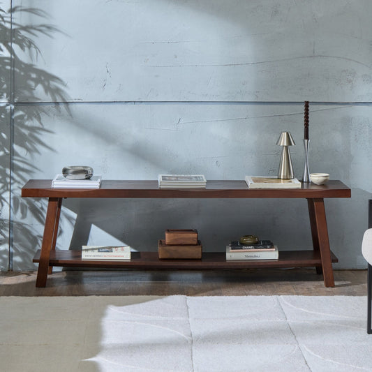 Eliza Wooden Shelf Bench - Walnut - DUSK