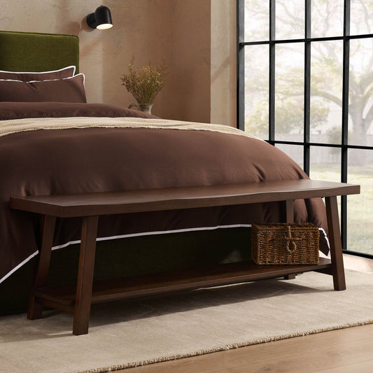 Eliza Wooden Shelf Bench - Walnut - DUSK