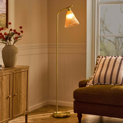 Ella Glass Conical Striped Floor Lamp - Amber - DUSK