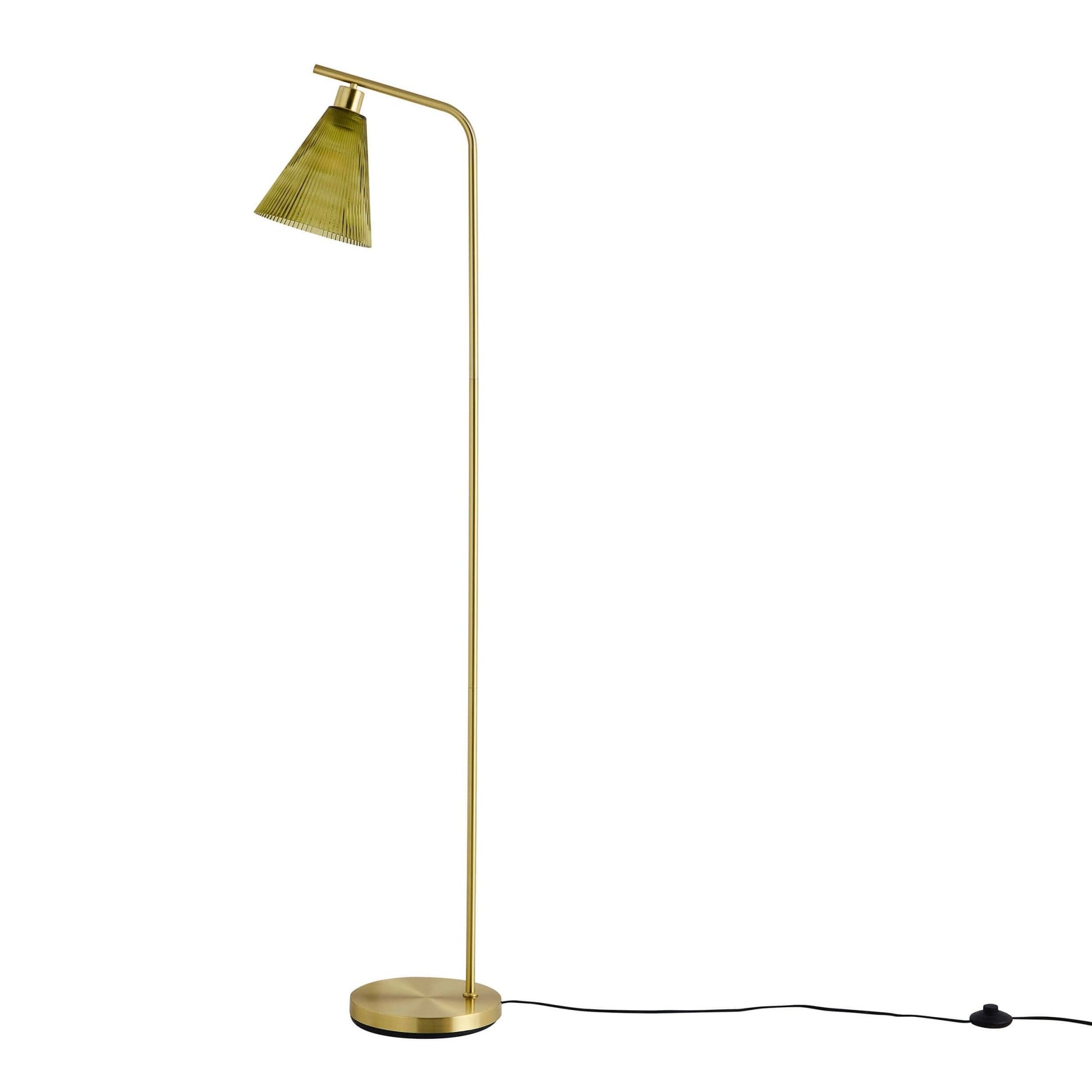 Ella Glass Conical Striped Floor Lamp - Green - DUSK