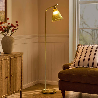Ella Glass Conical Striped Floor Lamp - Green - DUSK