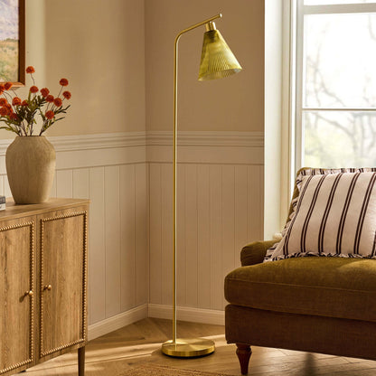 Ella Glass Conical Striped Floor Lamp - Green - DUSK