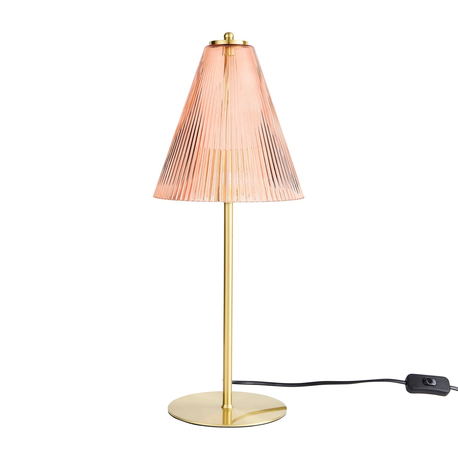 Ella Glass Conical Striped Table Lamp - Amber - DUSK