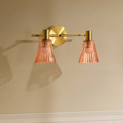 Ella Glass Conical Striped Wall Light - Amber - DUSK