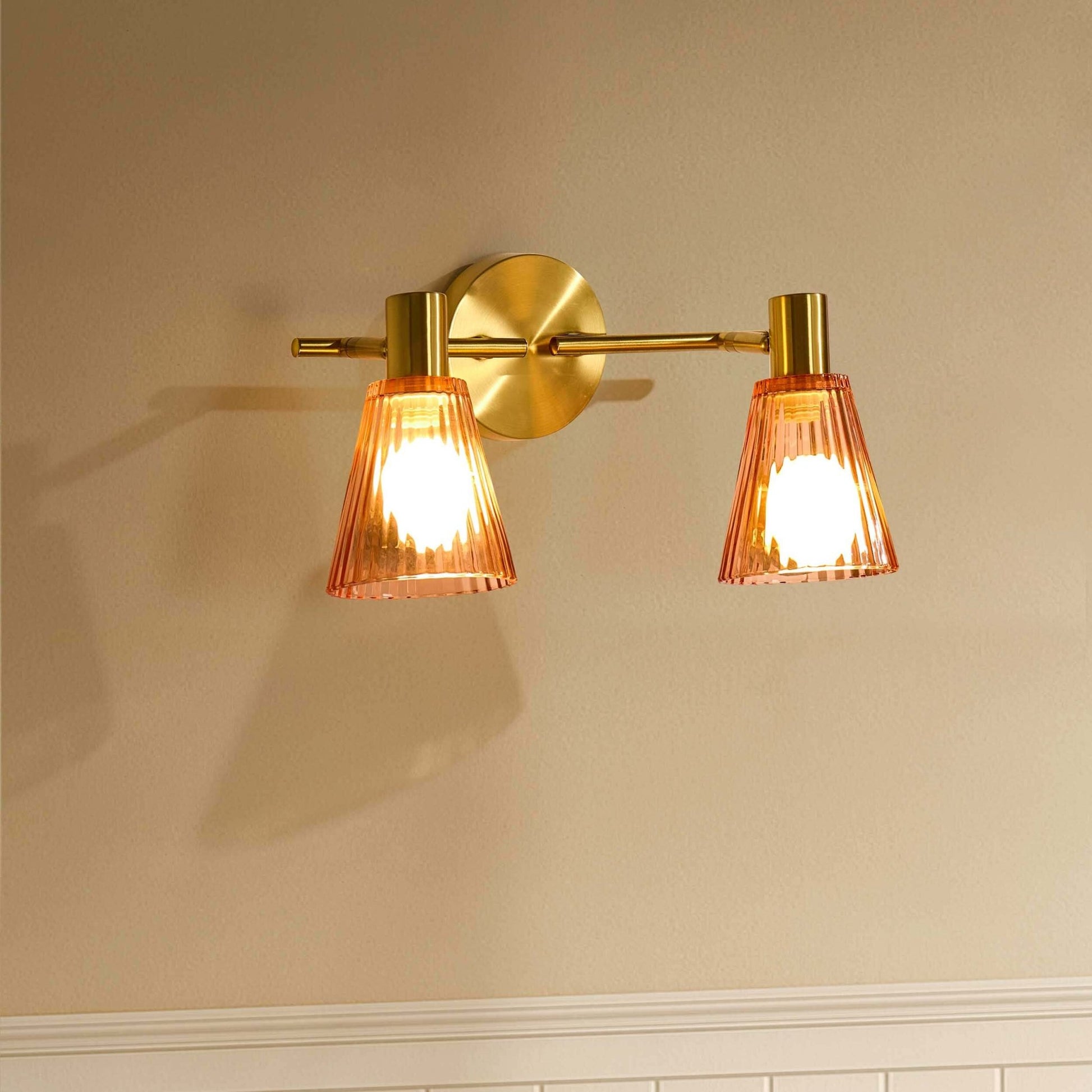 Ella Glass Conical Striped Wall Light - Amber - DUSK