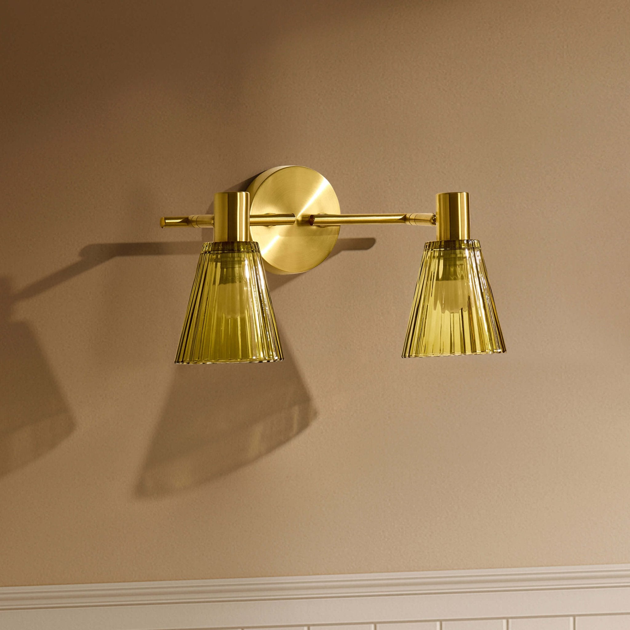 Ella Glass Conical Striped Wall Light - Green - DUSK