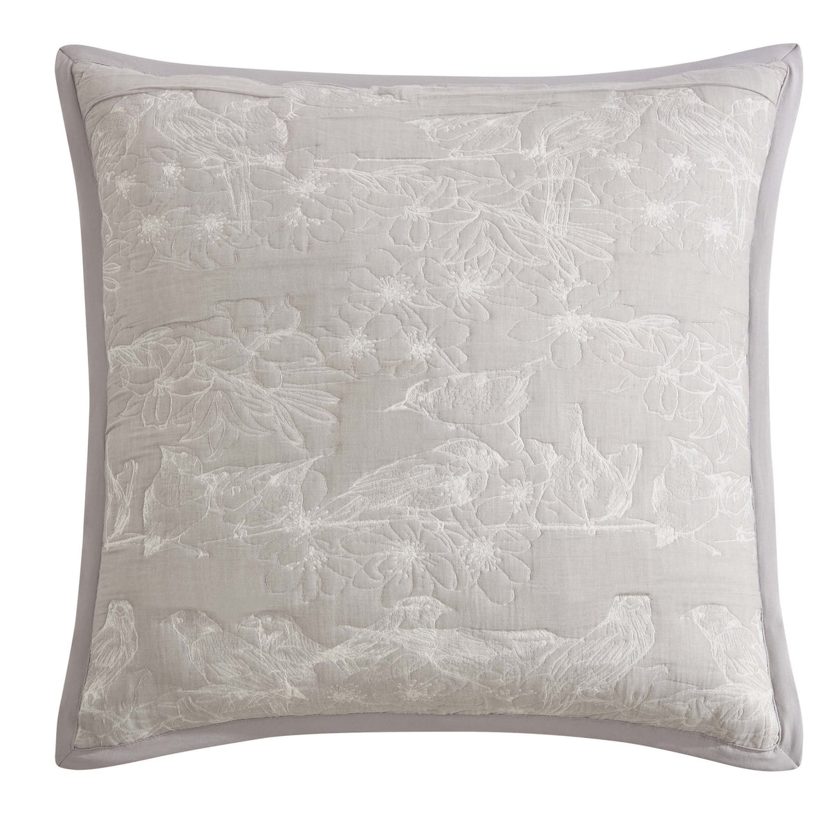 Embroidered Bird Cushion Cover - Cloud Grey - DUSK