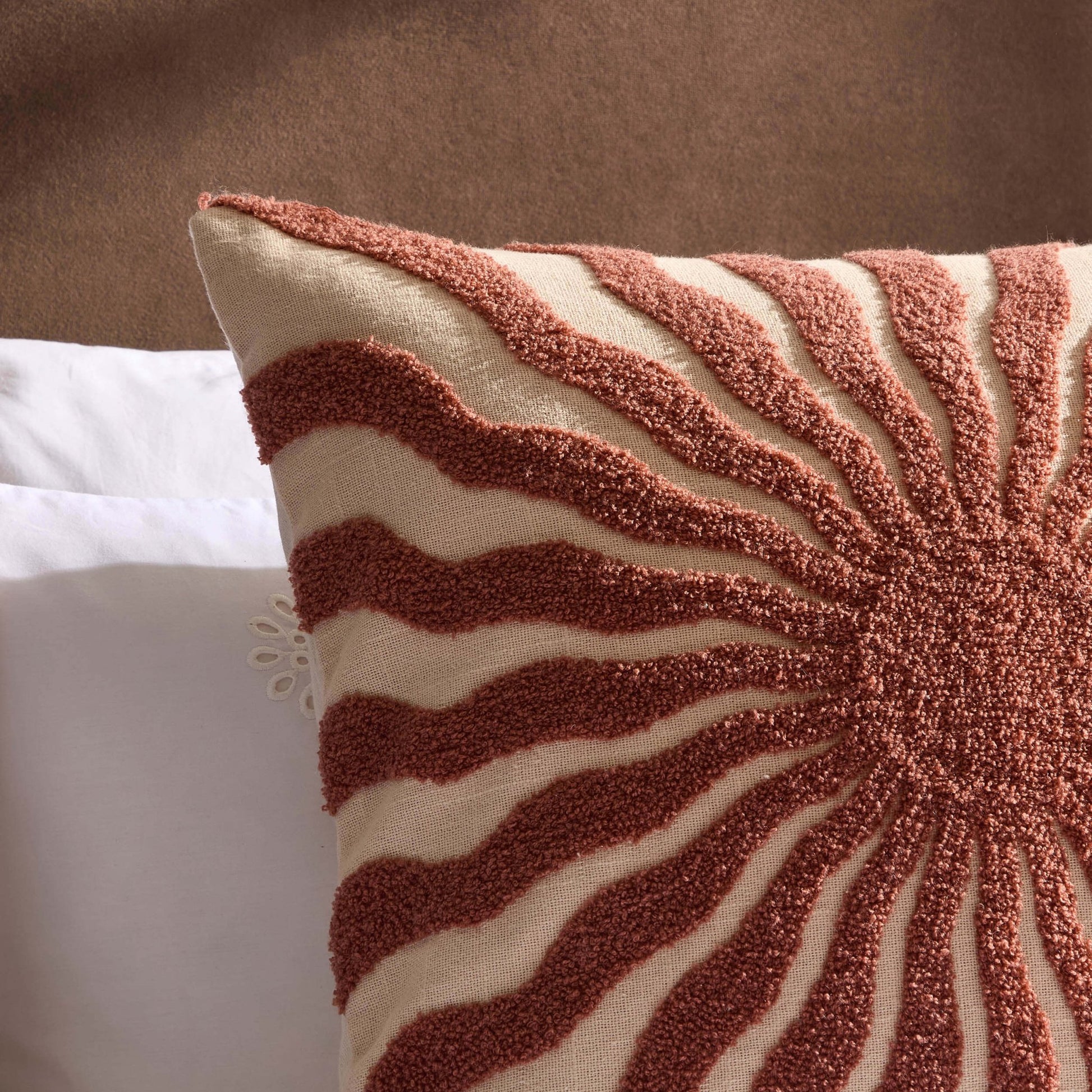 Embroidered Sun Cushion Cover - Burnt Orange - DUSK