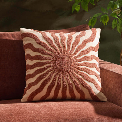 Embroidered Sun Sofa Cushion Cover - Burnt Orange - DUSK