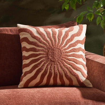 Embroidered Sun Sofa Cushion Cover - Burnt Orange - DUSK