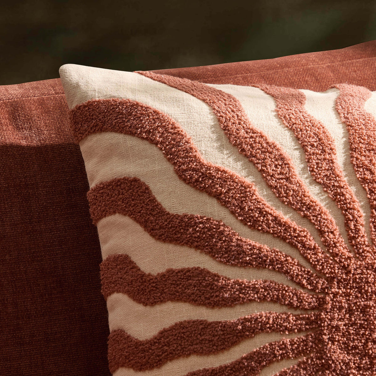 Embroidered Sun Sofa Cushion Cover - Burnt Orange - DUSK
