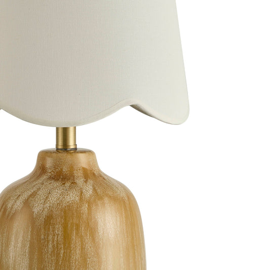 Emer Scallop Edge Reactive Glaze Table Lamp - Brown/White - DUSK