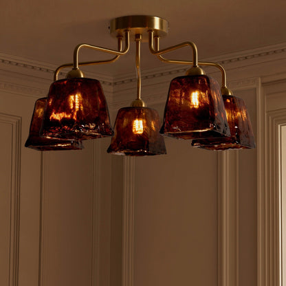 Emery Hammered Glass Pendant - Brown - DUSK
