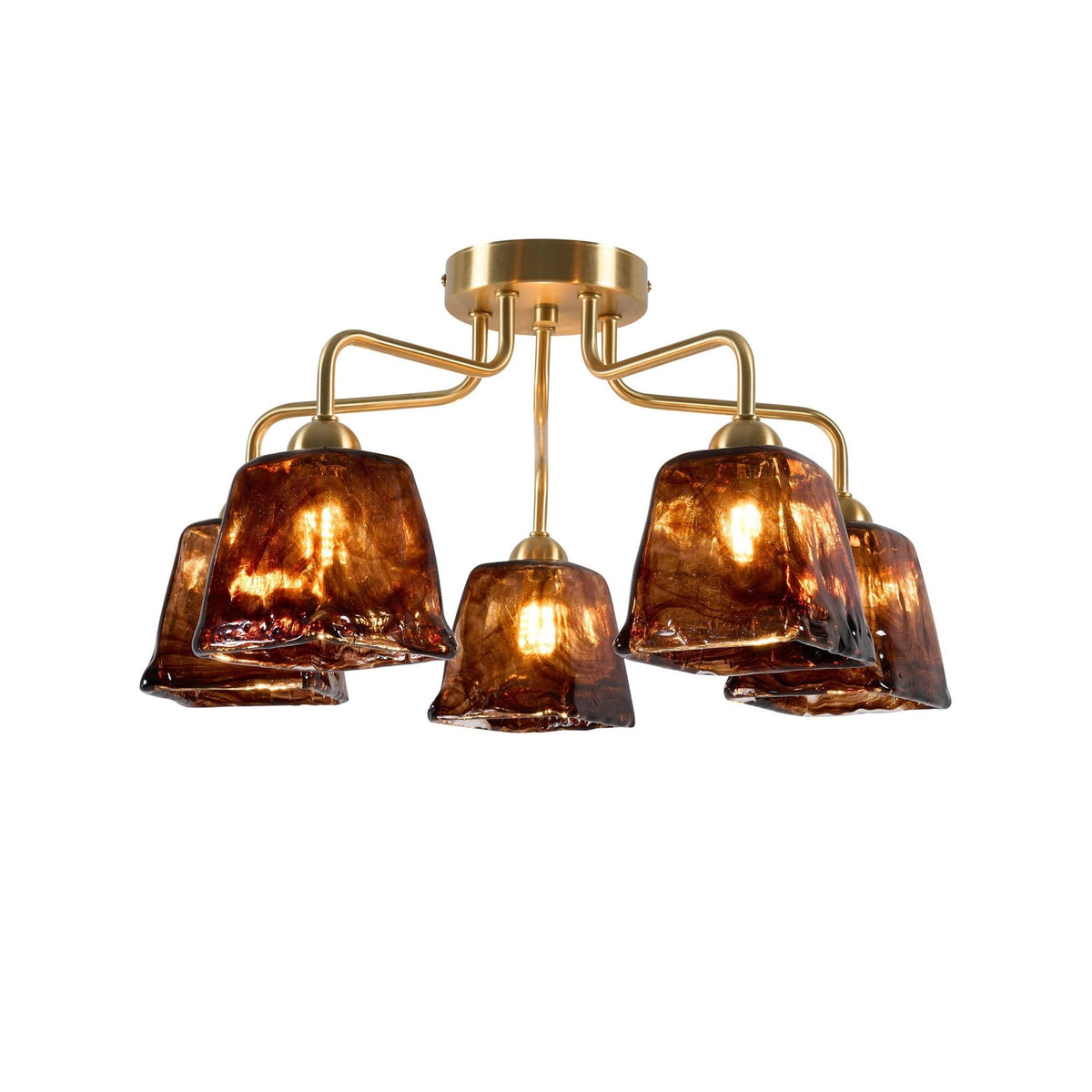 Emery Hammered Glass Pendant - Brown - DUSK
