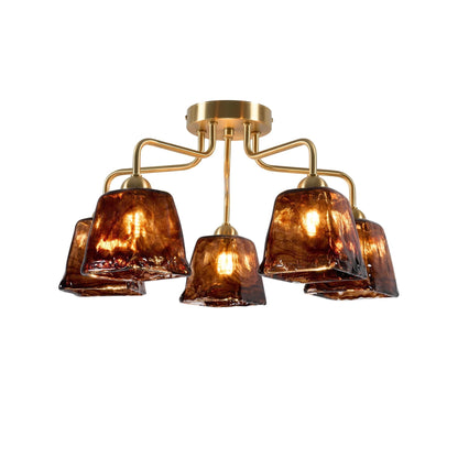 Emery Hammered Glass Pendant - Brown - DUSK