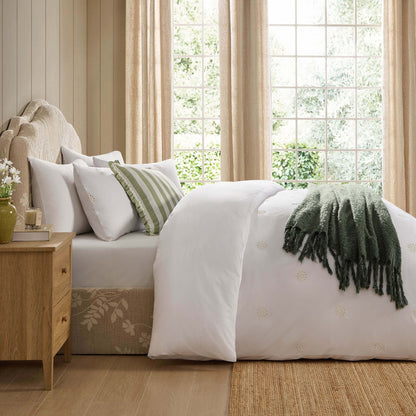 Emily 100% Cotton Broderie Anglaise Duvet Cover & Pillowcase Set - White - DUSK
