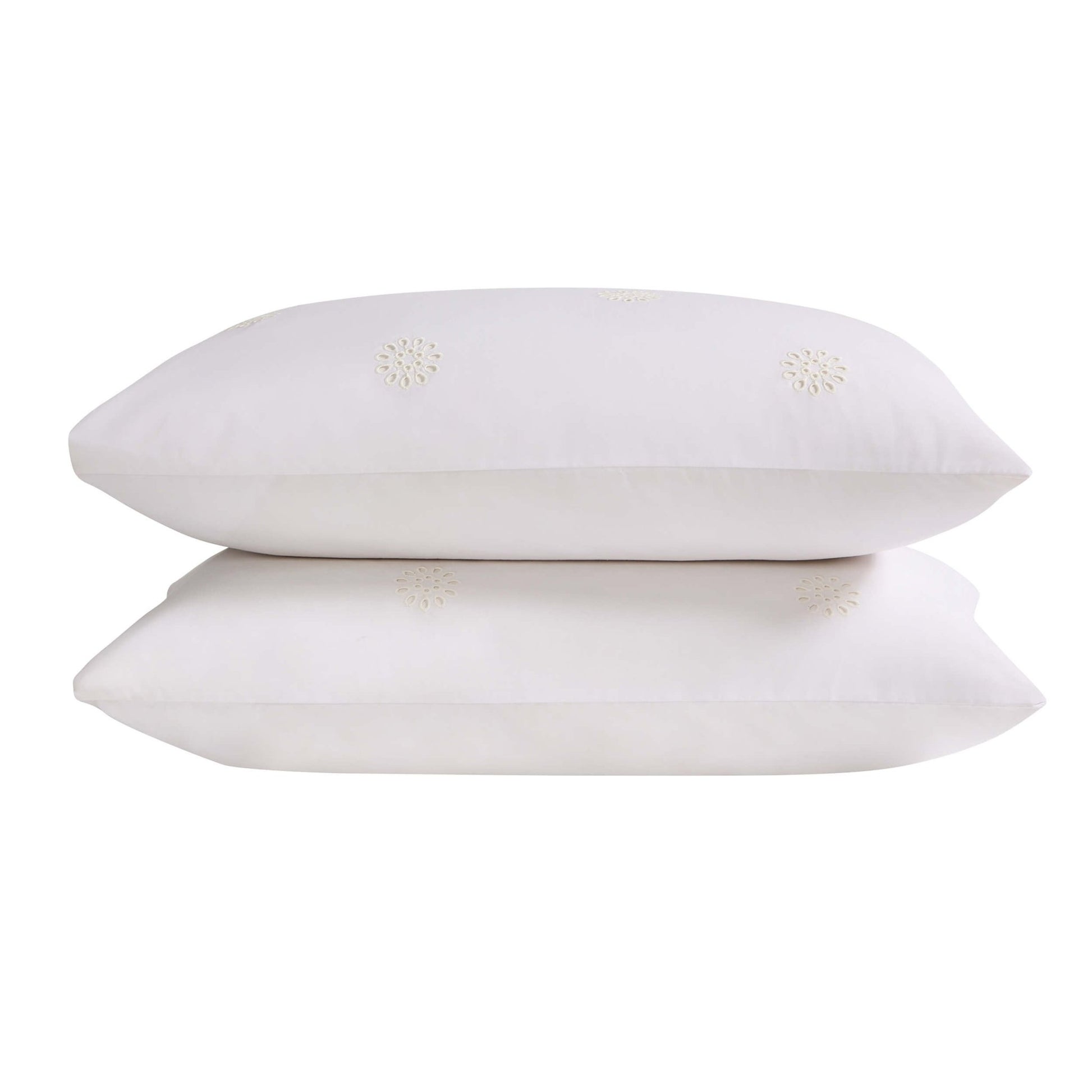 Emily 100% Cotton Broderie Anglaise Duvet Cover & Pillowcase Set - White - DUSK