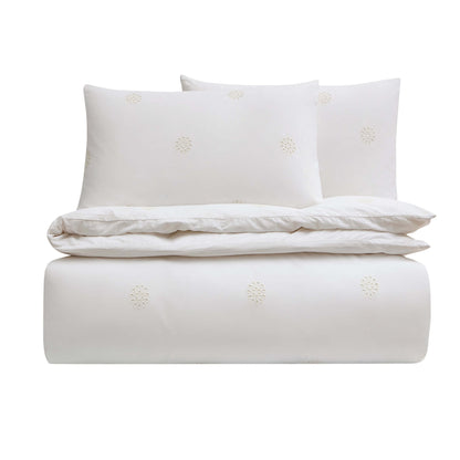 Emily 100% Cotton Broderie Anglaise Duvet Cover & Pillowcase Set - White - DUSK