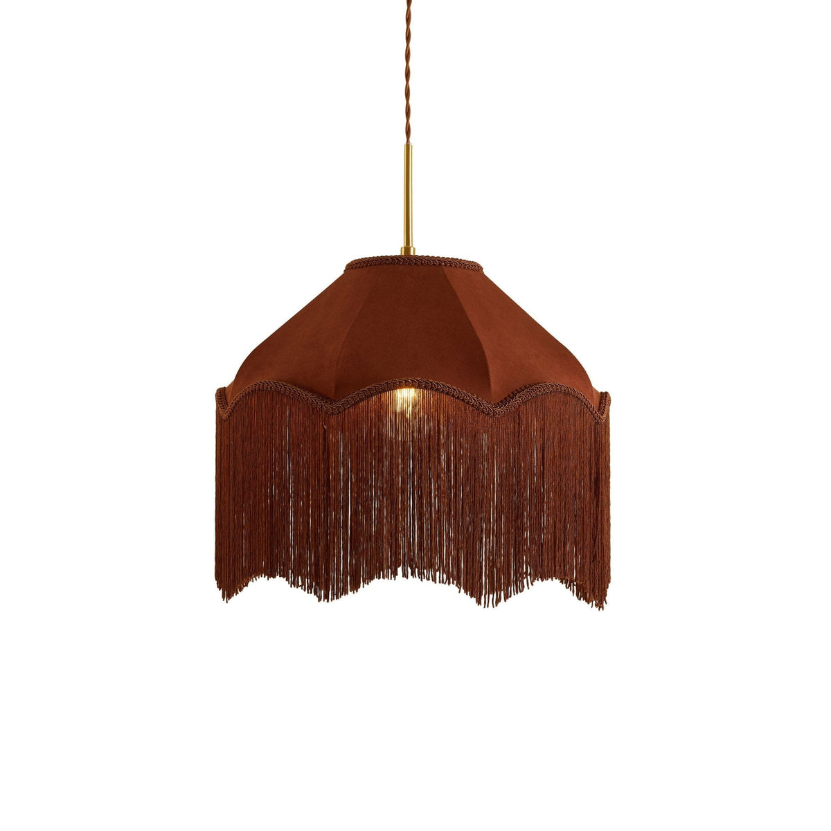 Enzo Suede Tassel Fringe Ceiling Shade - Burnt Terracotta - DUSK