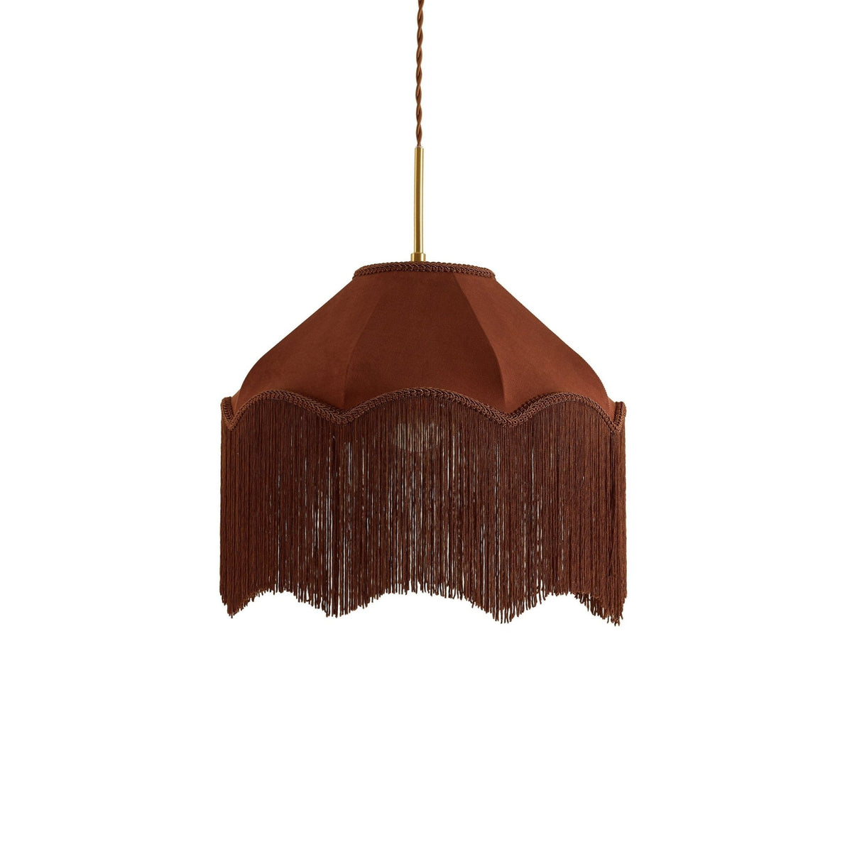 Enzo Suede Tassel Fringe Ceiling Shade - Burnt Terracotta - DUSK