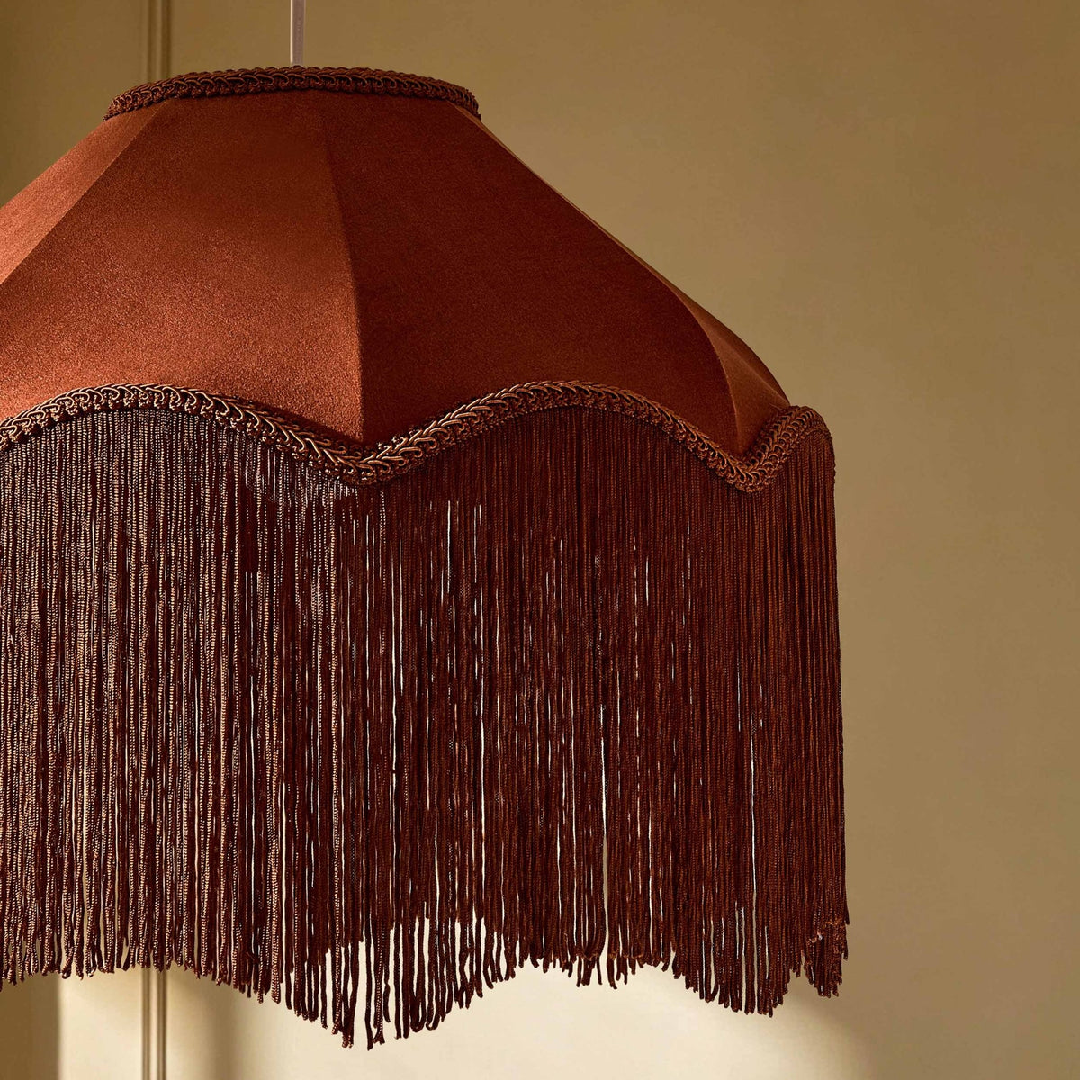Enzo Suede Tassel Fringe Ceiling Shade - Burnt Terracotta - DUSK