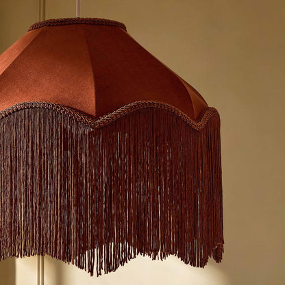 Enzo Suede Tassel Fringe Ceiling Shade - Burnt Terracotta - DUSK