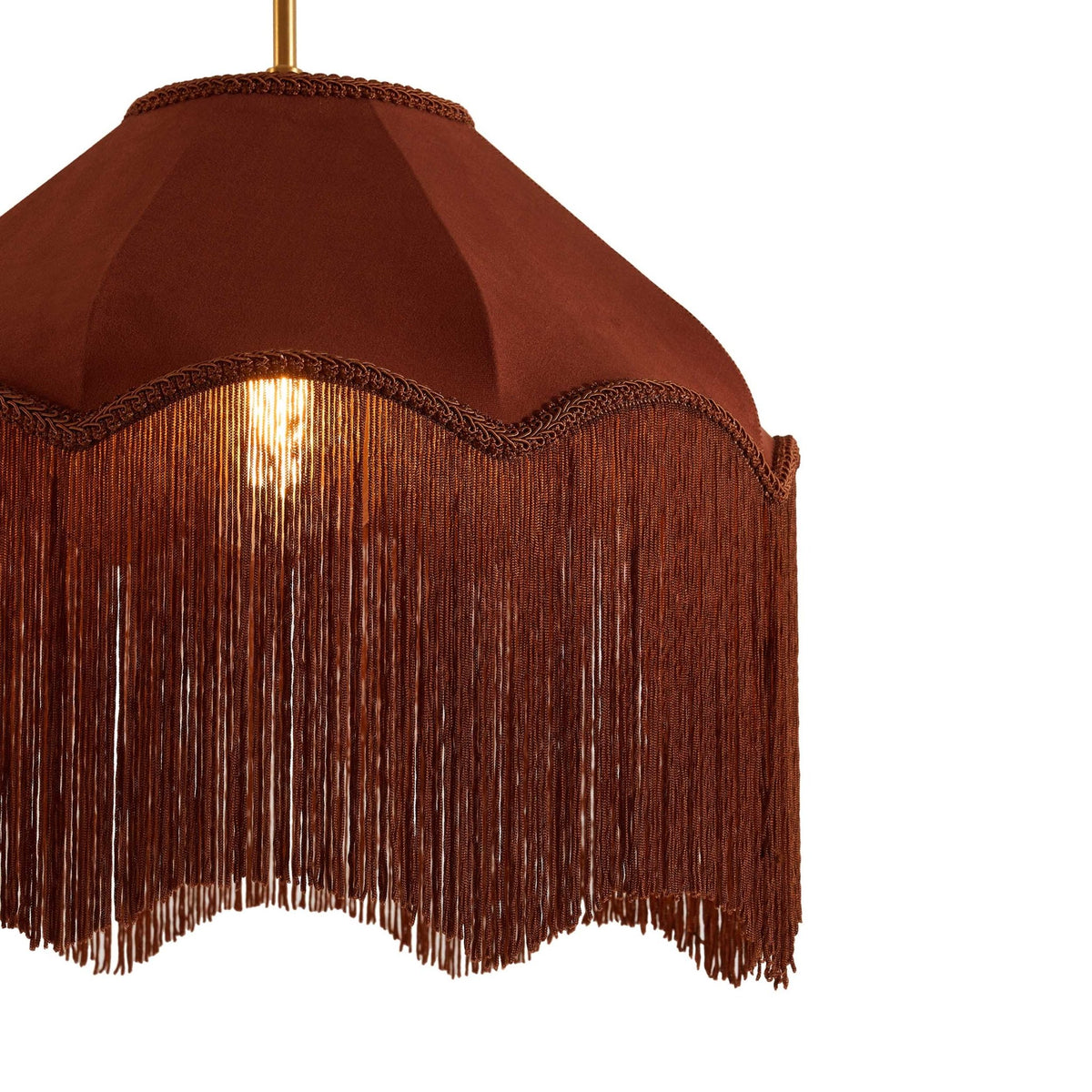 Enzo Suede Tassel Fringe Ceiling Shade - Burnt Terracotta - DUSK