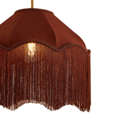 Enzo Suede Tassel Fringe Ceiling Shade - Burnt Terracotta - DUSK