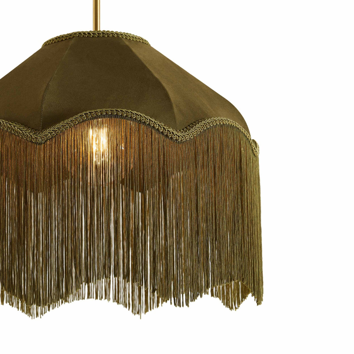 Enzo Suede Tassel Fringe Ceiling Shade - Rich Green - DUSK