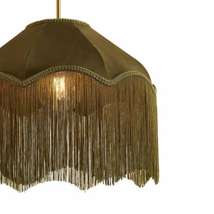 Enzo Suede Tassel Fringe Ceiling Shade - Rich Green - DUSK