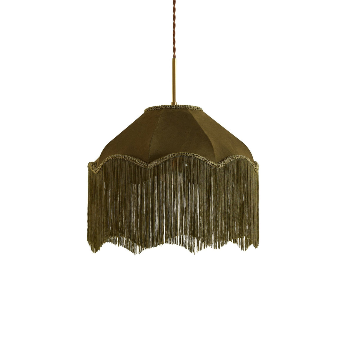 Enzo Suede Tassel Fringe Ceiling Shade - Rich Green - DUSK