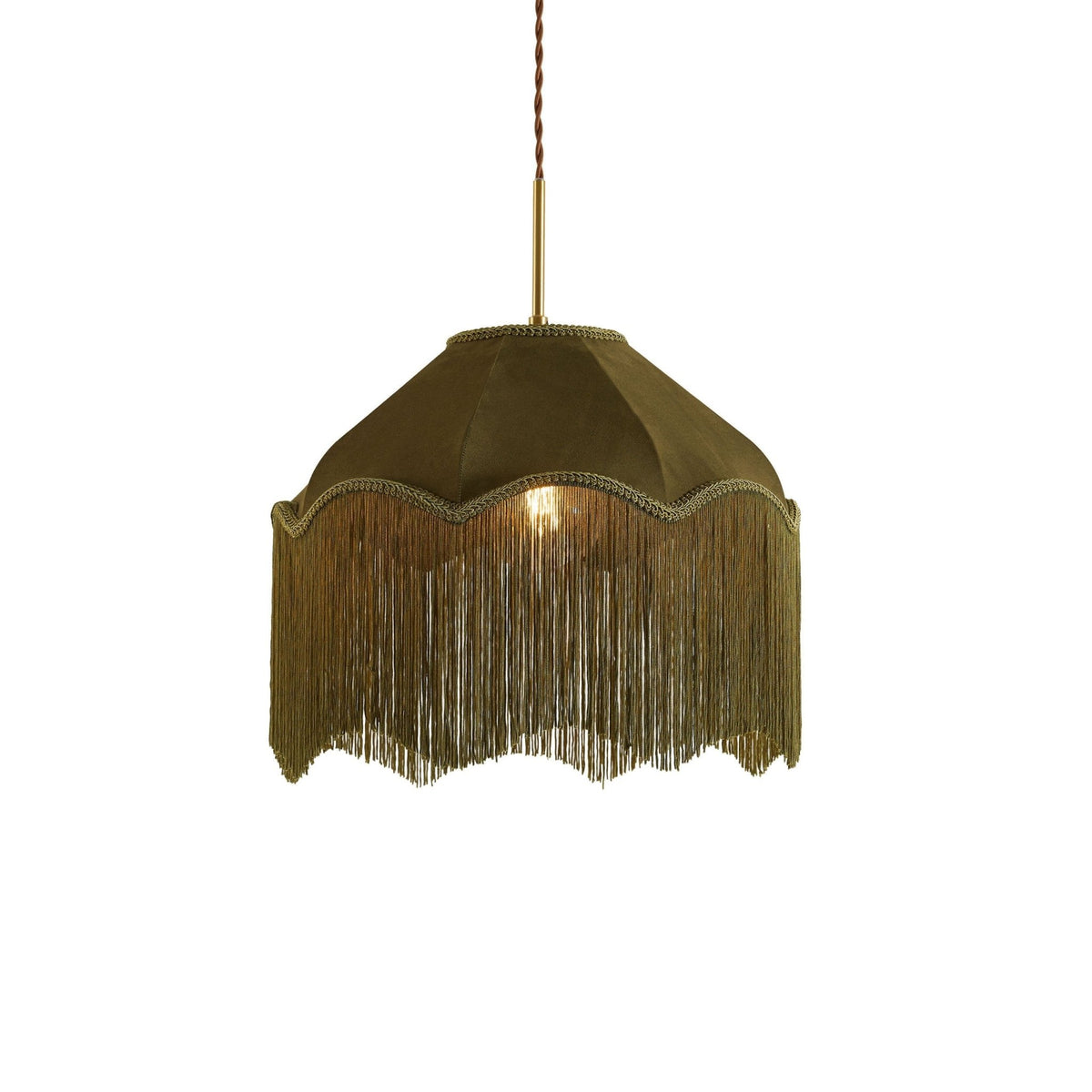 Enzo Suede Tassel Fringe Ceiling Shade - Rich Green - DUSK